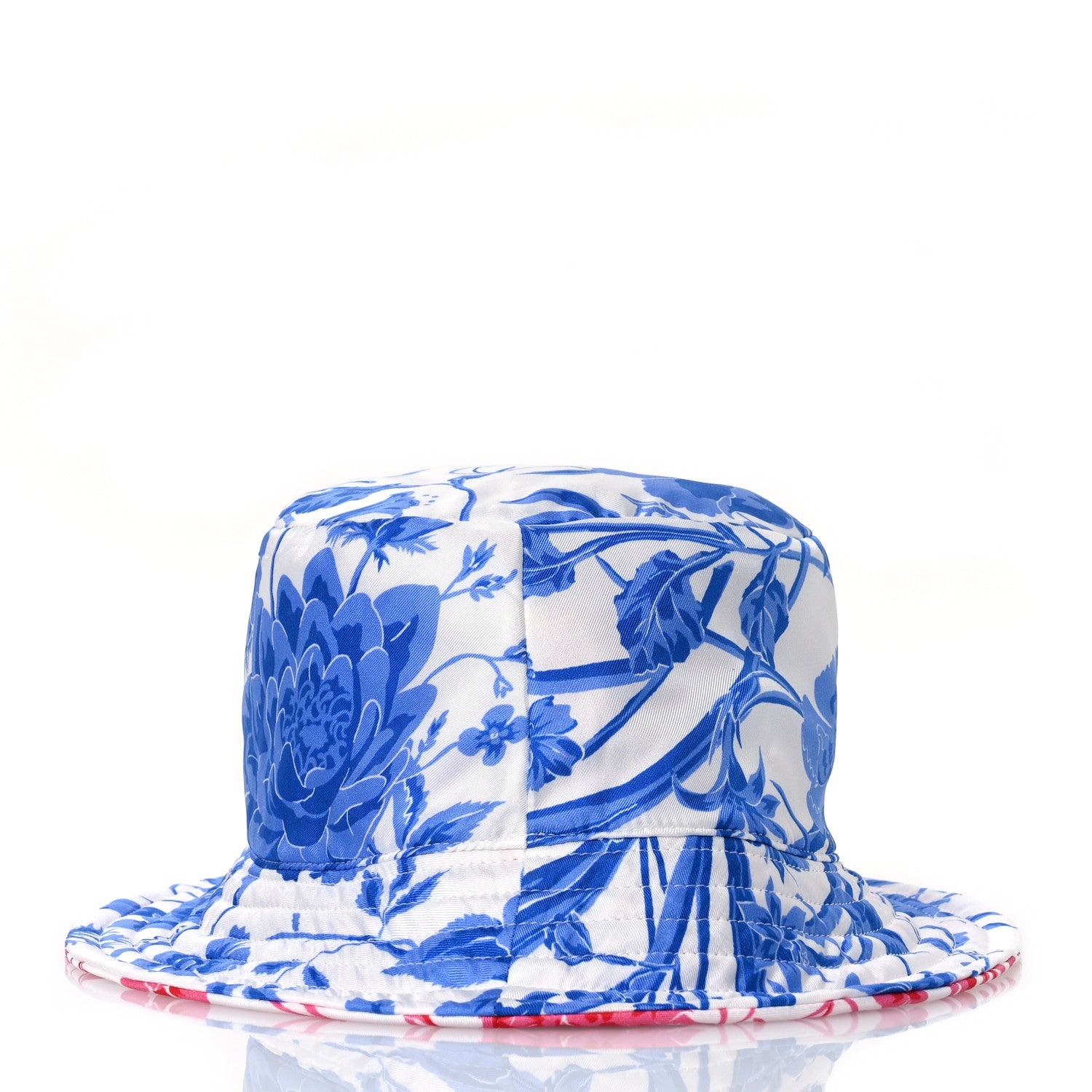 Gucci Silk Monogram Bob Reversible Flora Bucket Hat with Pouch  Pink Blue White 7 of 16