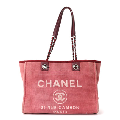 Chanel Canvas Small Deauville Tote Red 1 of 10