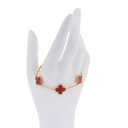 Van Cleef & Arpels 18K Yellow Gold Carnelian 5 Motifs Vintage Alhambra Bracelet 2 of 7