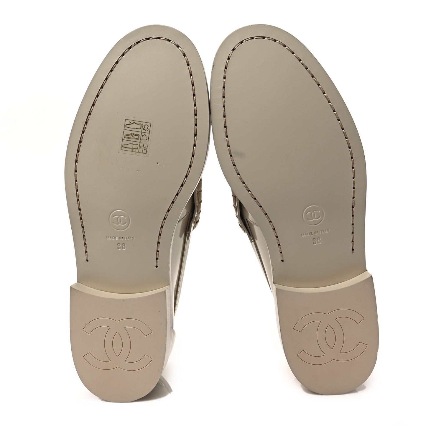 Shiny Calfskin Loafers 38 Beige