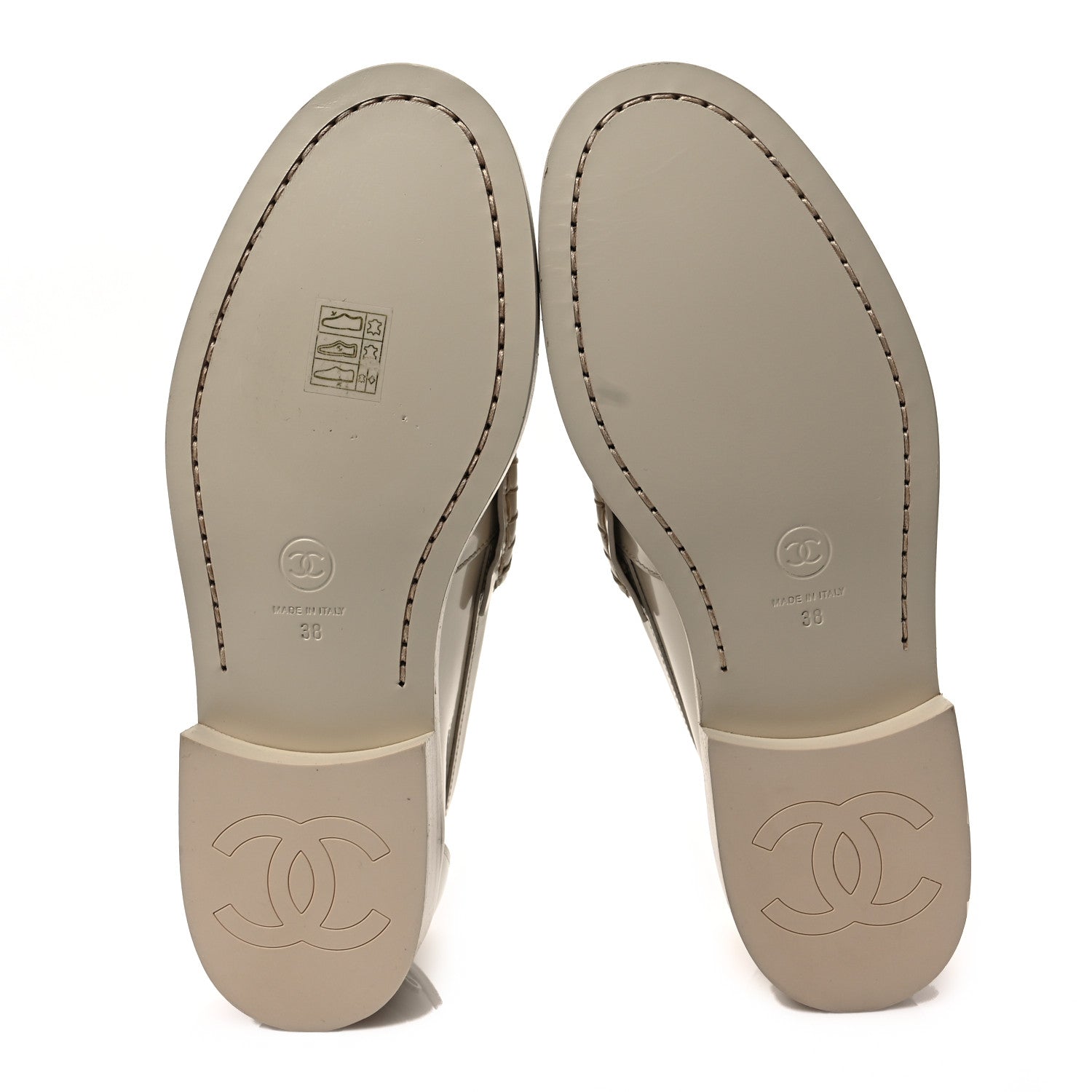 Chanel Shiny Calfskin Loafers 38 Beige 6 of 9