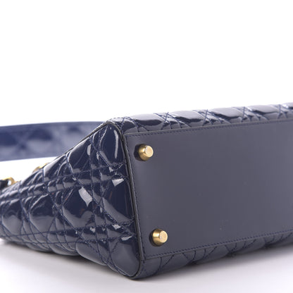Christian Dior Patent Cannage Medium Lady Dior Navy Blue 8 of 9