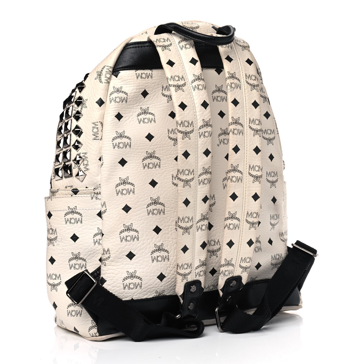 MCM Visetos Crown Stud Medium Stark Backpack White 2 of 14