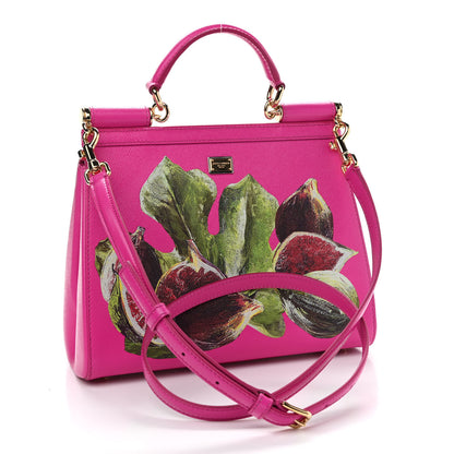 Dolce & Gabbana Dauphine Fig Print Medium Miss Sicily Satchel Pink 3 of 9