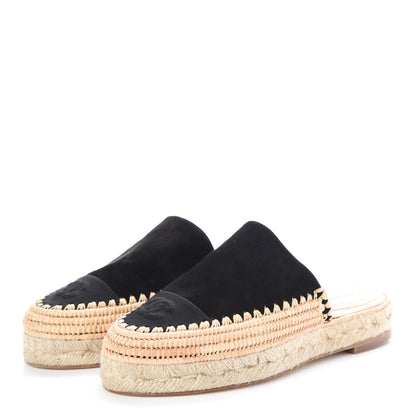 Chanel Suede Grosgrain CC Espadrilles 36 Black 3 of 9