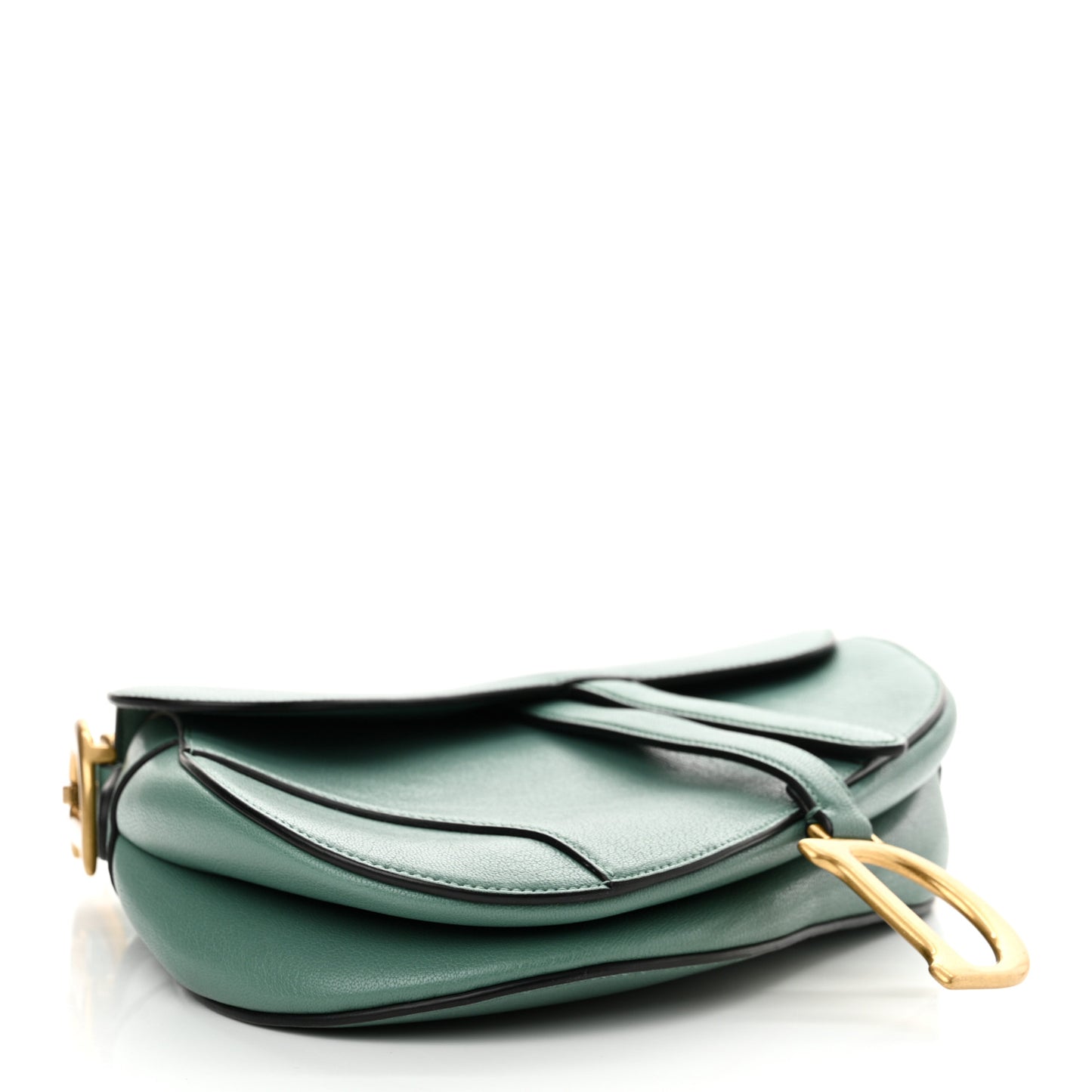 Shiny Goatskin Saddle Bag Green