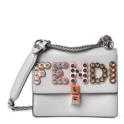 Fendi Vitello Liberty Fun Fair Metal Studded Small Kan I Shoulder Bag Grigio Perla Multicolor 1 of 8