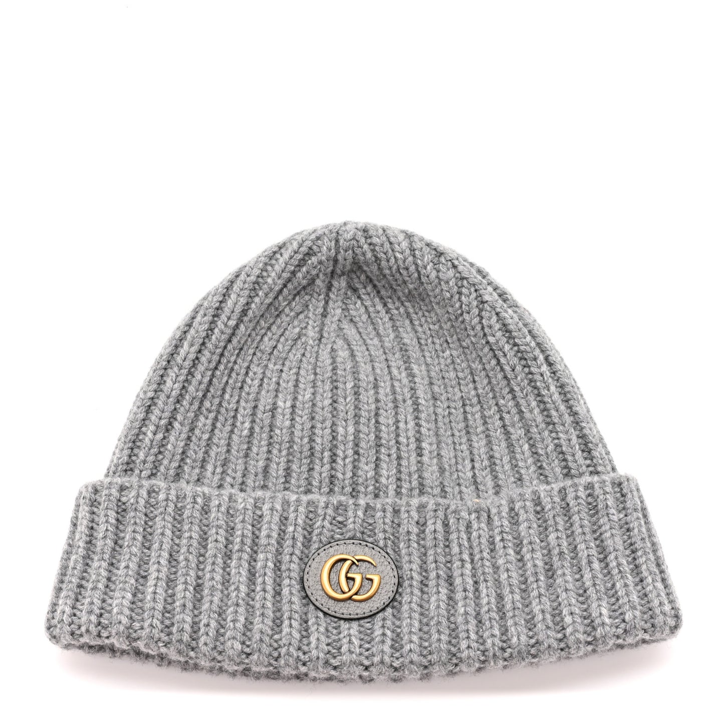 Wool Cashmere Knit Double G Beanie Hat L Light Grey