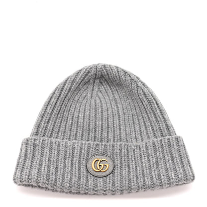 Gucci Wool Cashmere Knit Double G Beanie Hat L Light Grey 1 of 6
