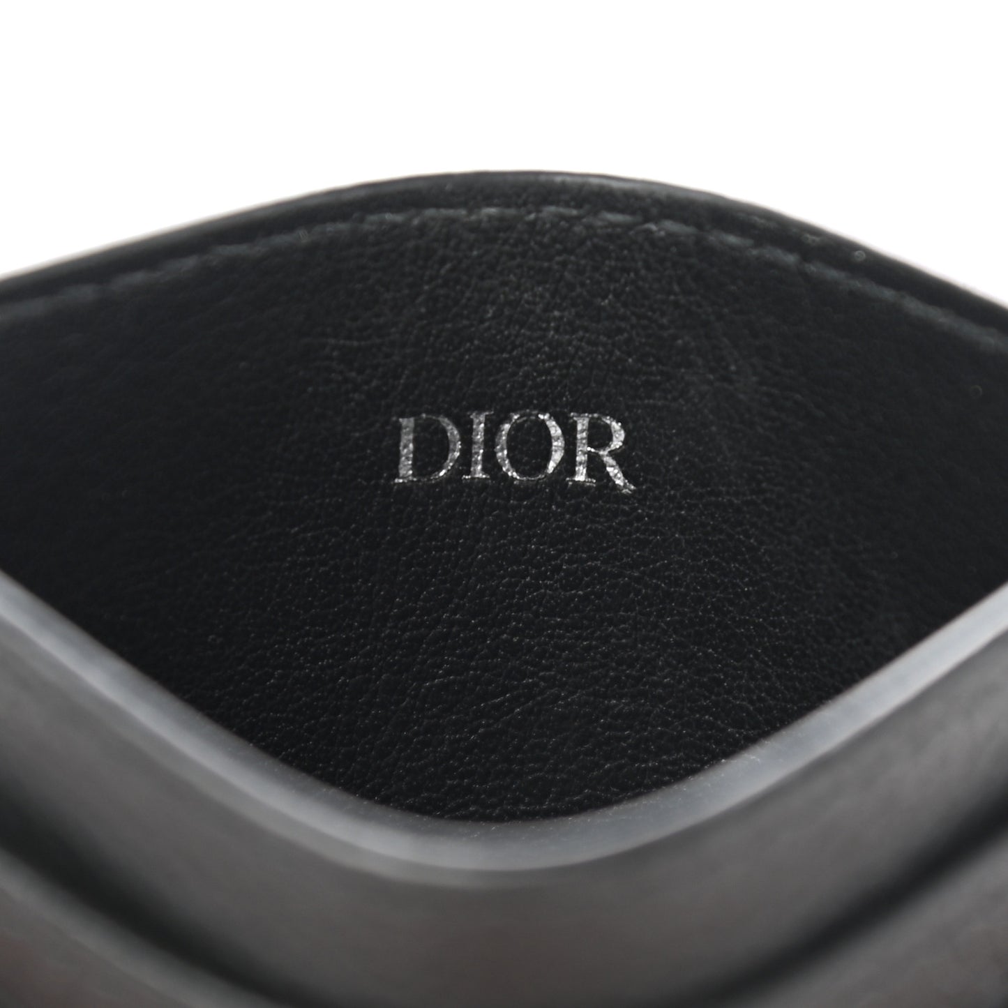 Grained Calfskin Embroidered Floral Lady Dior Card Holder Black