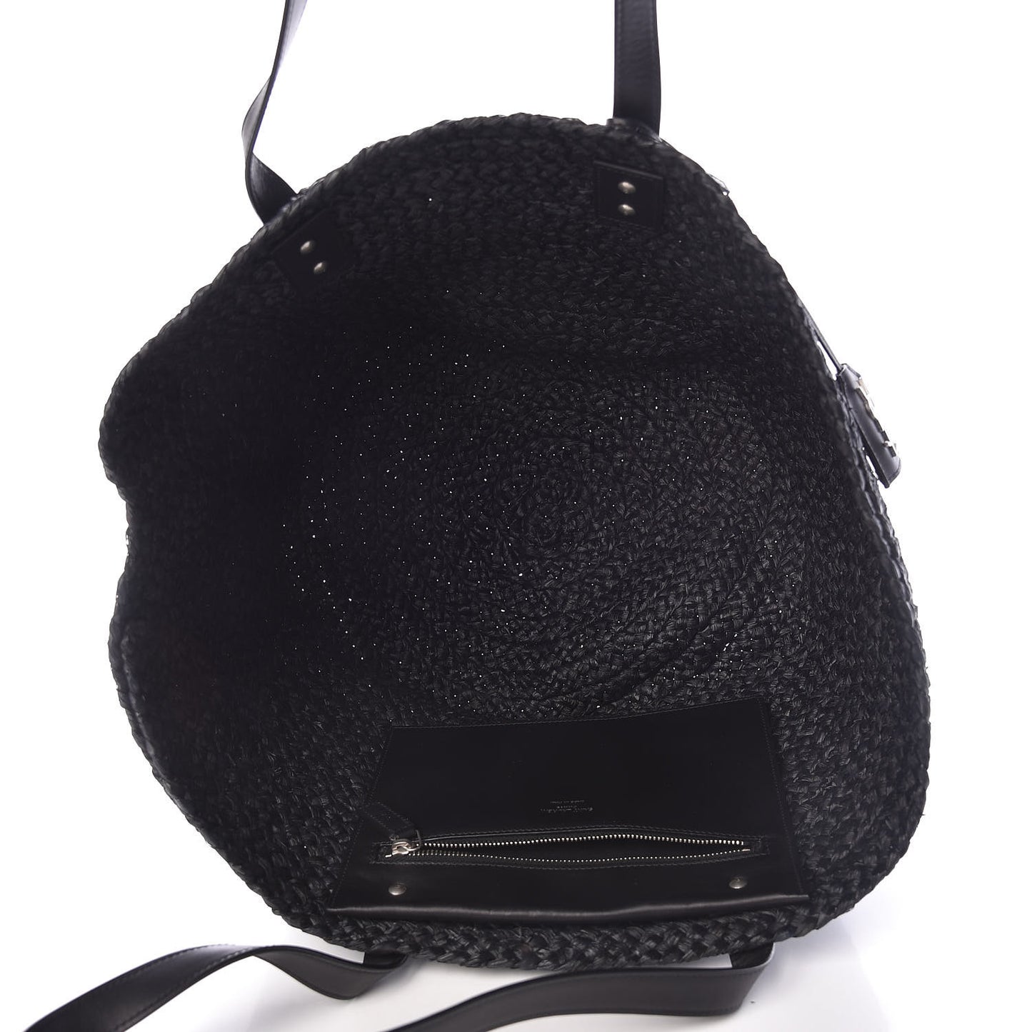 Raffia Medium Panier Bag Black