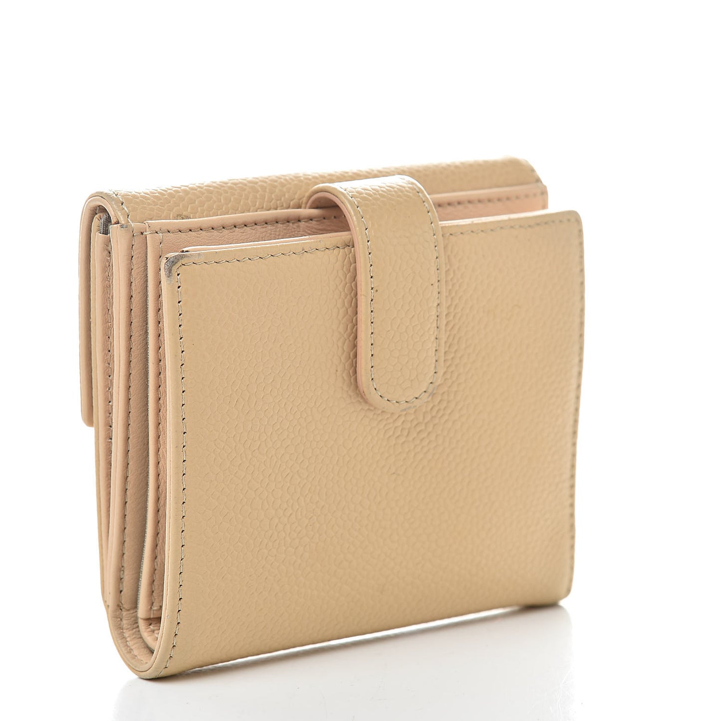 Caviar Timeless CC Compact Flap Wallet Beige