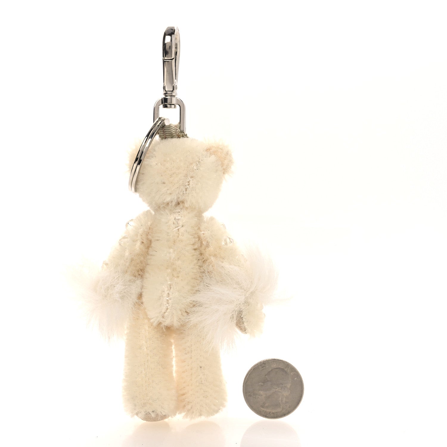 アクセサリー PRADA Mohair&Fur Bear Crystal Charm Prada Crystal Teddy Bear Keychain White 1782394 – FASHIONPHILE