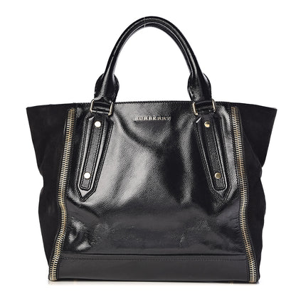 Burberry Patent Suede Zip Detail Tote Black 1 of 13