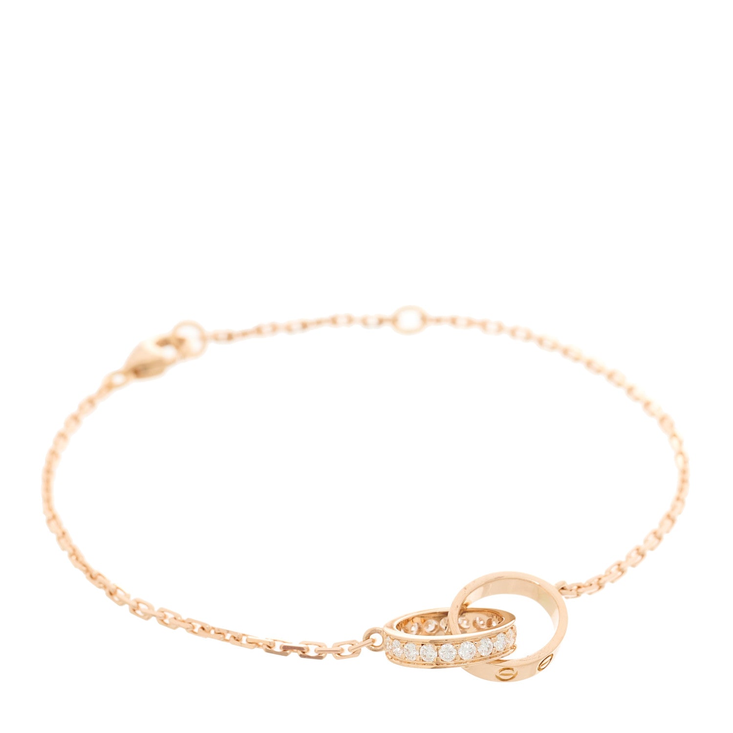 Cartier 18K Pink Gold Diamond LOVE Half-Paved Chain Bracelet 1 of 5