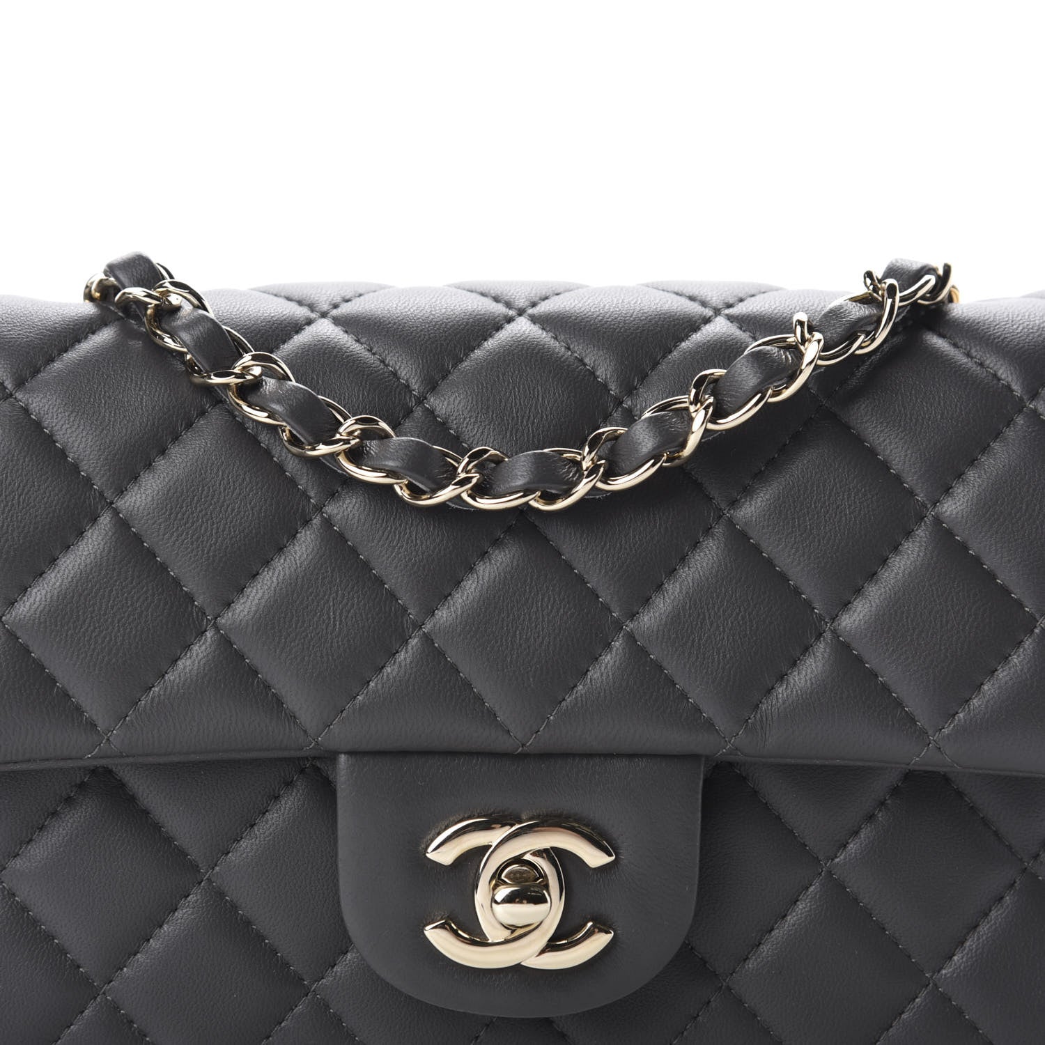 Chanel Lambskin Quilted Mini Rectangular Flap Grey 13 of 13