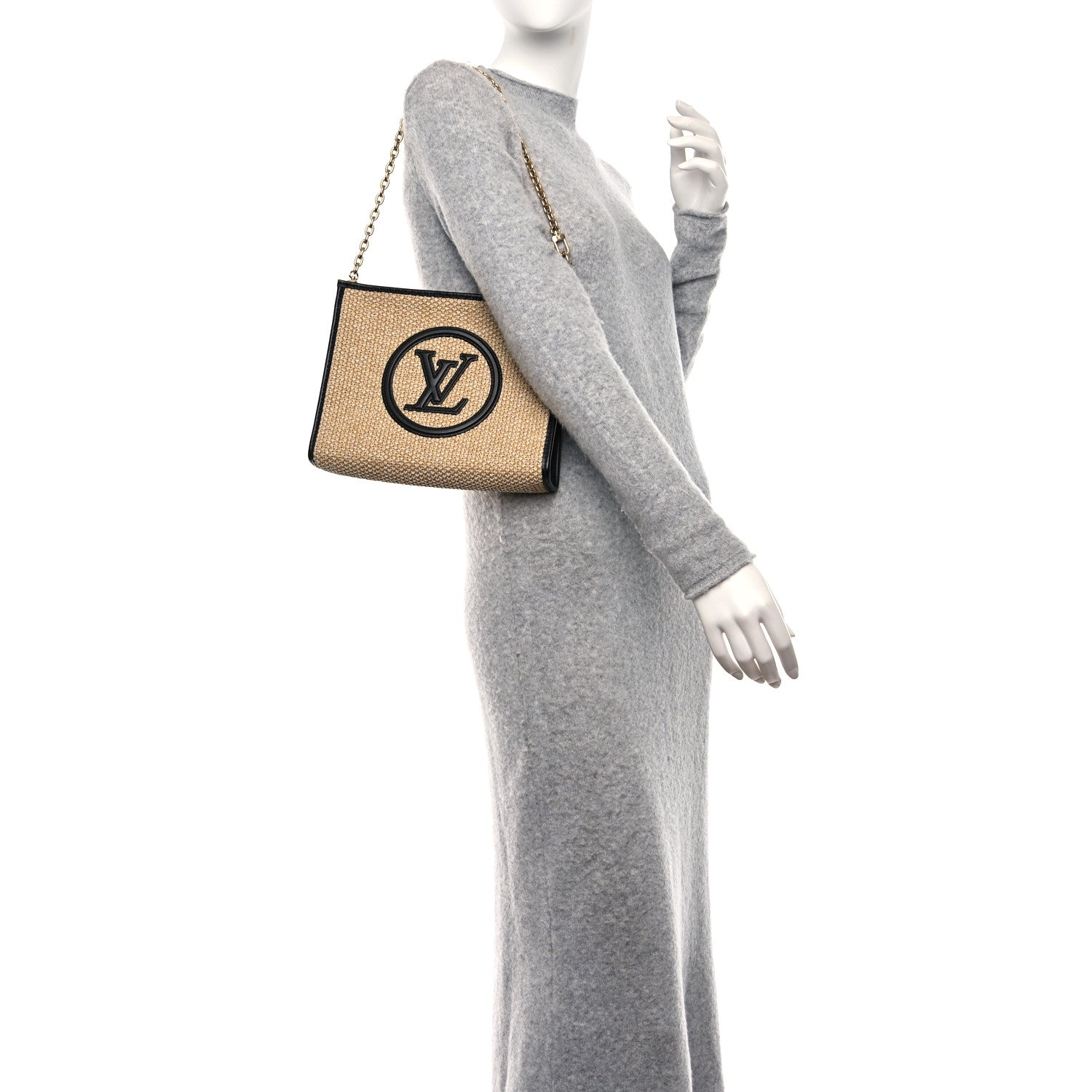 Louis Vuitton Raffia Calfskin Monogram Giant Pouch 2 of 9