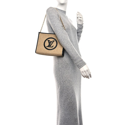 Louis Vuitton Raffia Calfskin Monogram Giant Pouch 2 of 9