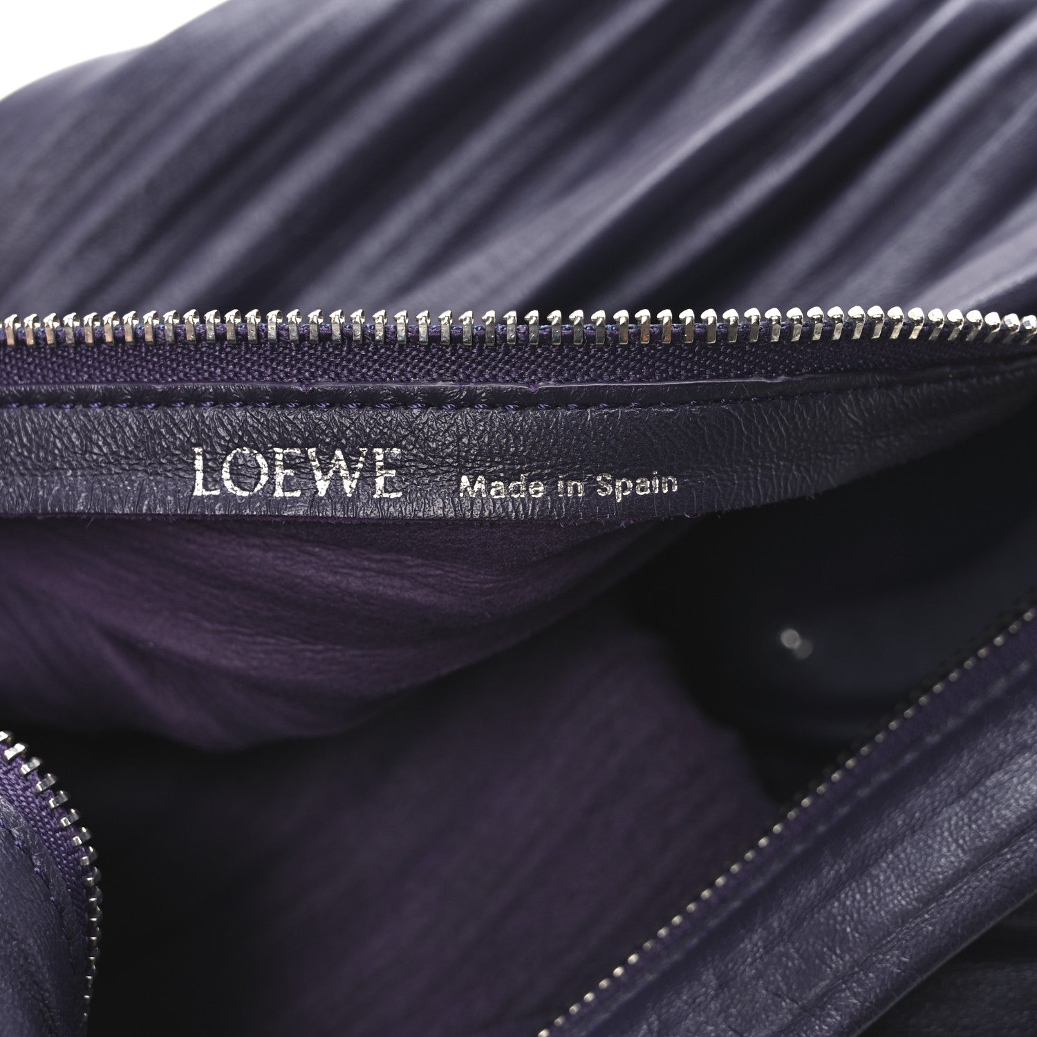 Loewe Lambskin Pleated Bracelet Pouch shoulder Bag Violet 7 of 10