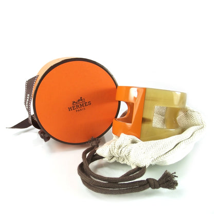 Hermes Buffalo Horn Lacquer Ano H Cuff Orange 3 of 4