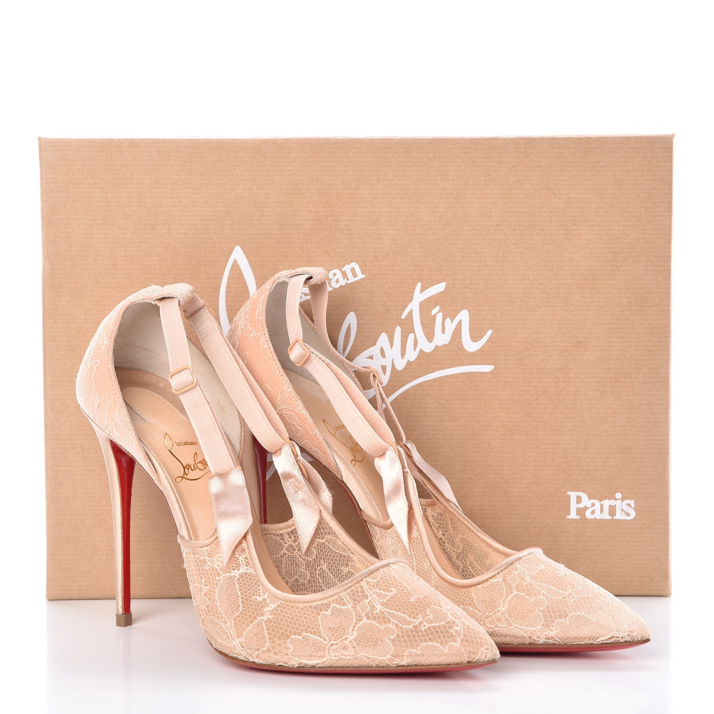 Satin Chantilly Lace Hot Jeanbi 100 Pumps 37.5 Nude