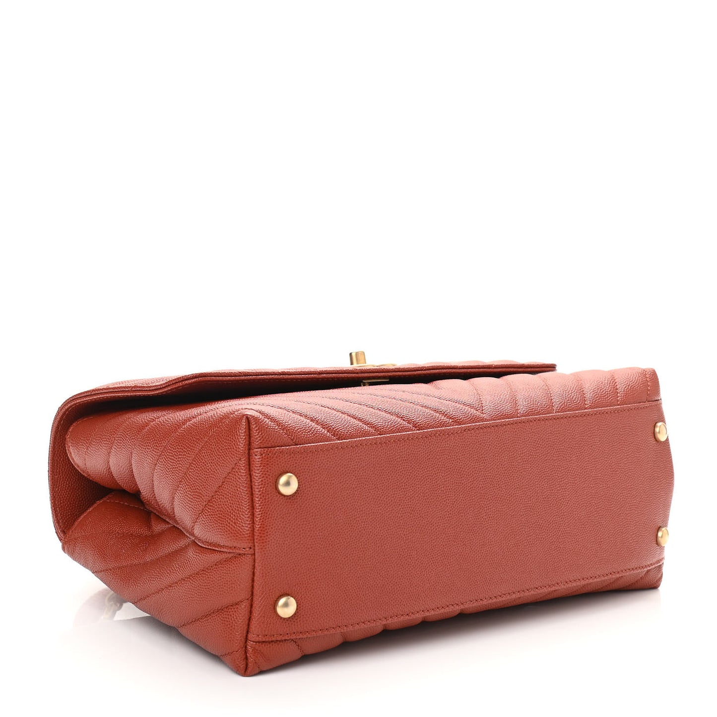Caviar Lizard Chevron Quilted Small Coco Handle Flap Dark Orange