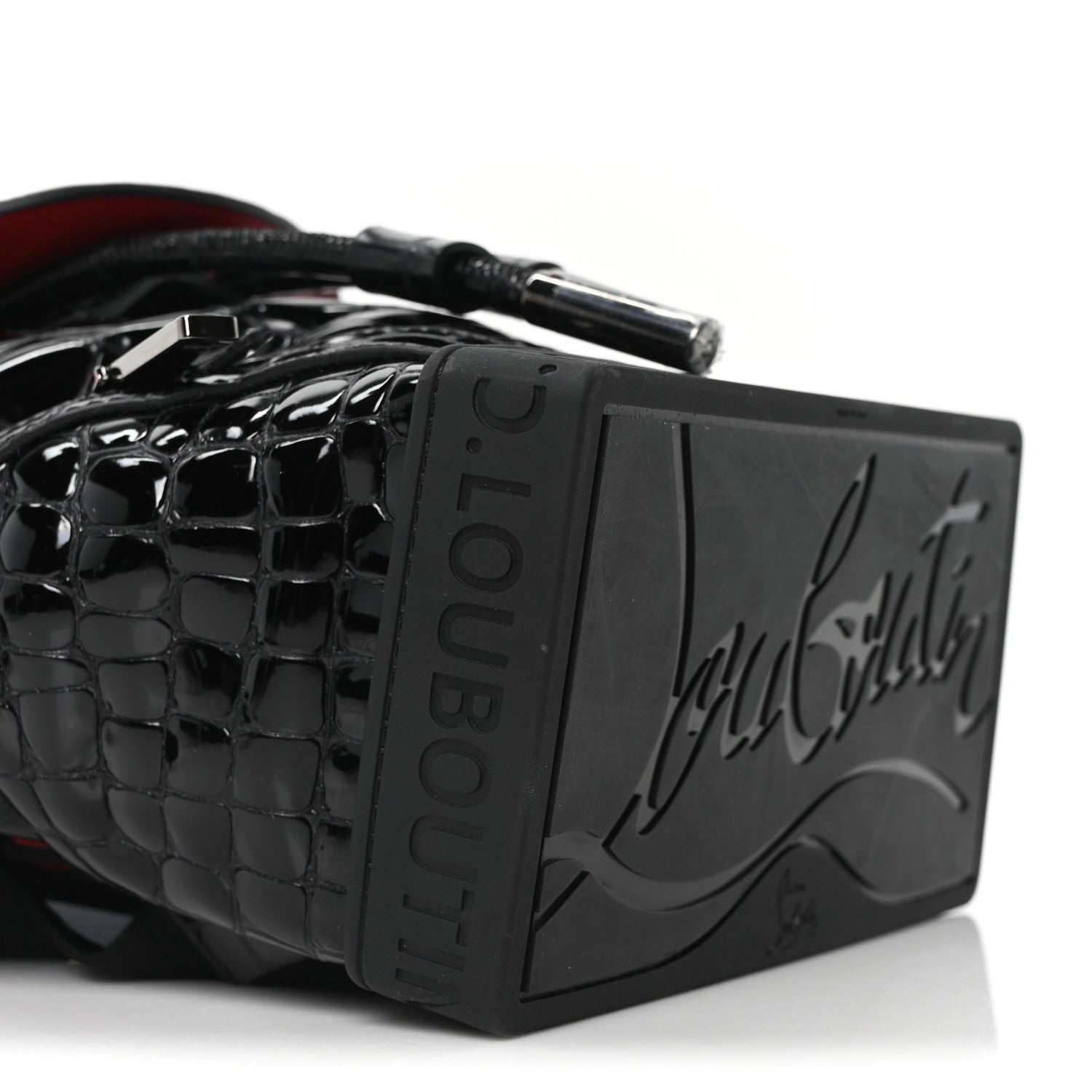 Christian Louboutin Calfskin Alligator Embossed Small Explorafunk Backpack Black 8 of 9