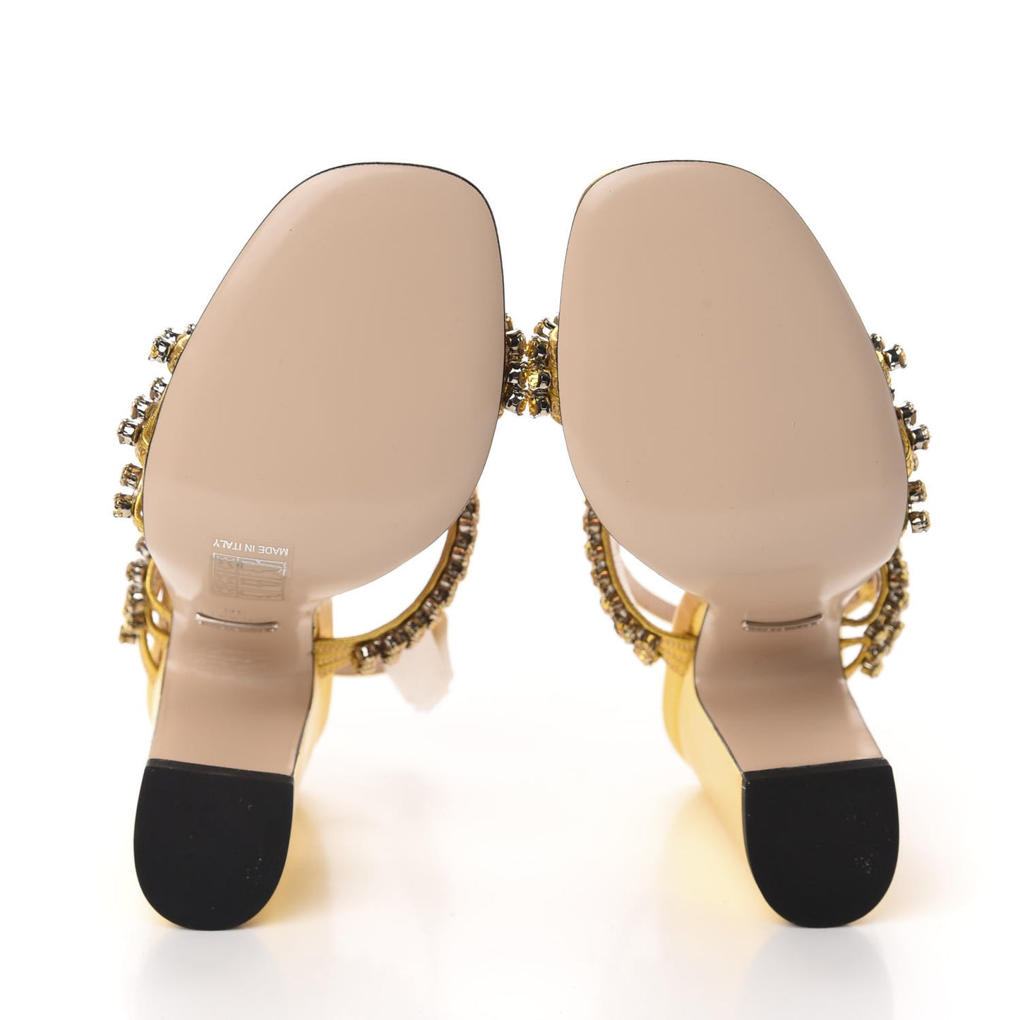 Nappa Silk Crystal Bertie High Heel Sandals 36 Gold