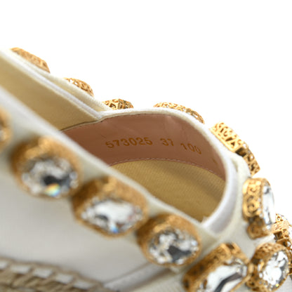 Gucci Canvas Crystal Embellished Espadrilles 37 Great White 8 of 8