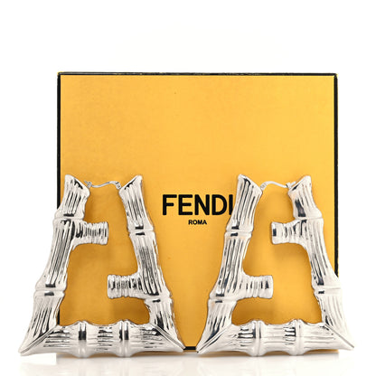 Fendi Metal FF Bamboo Hoop Earrings Silver 5 of 5