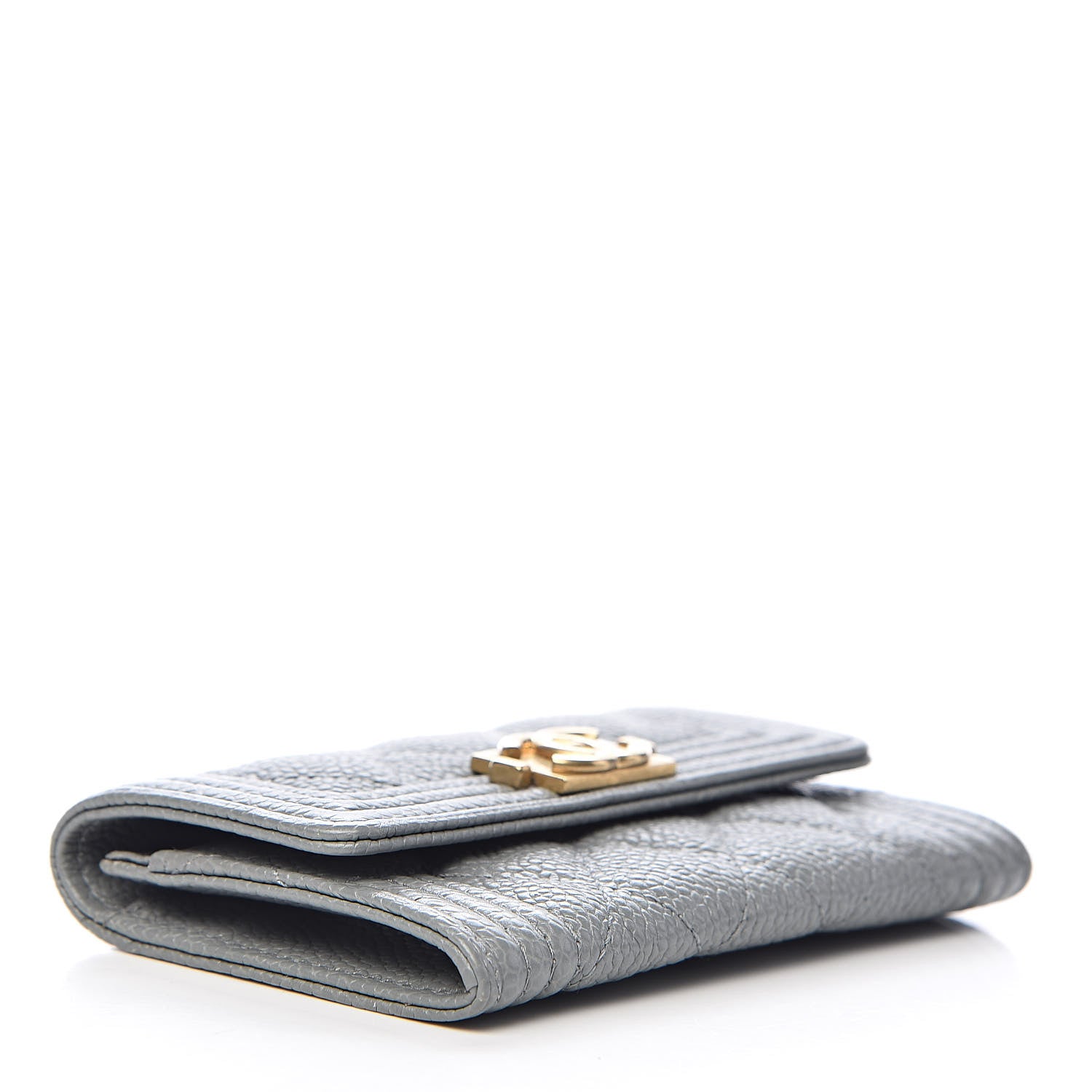 Chanel Caviar Quilted Boy Flap Card Holder Grey 4 of 9