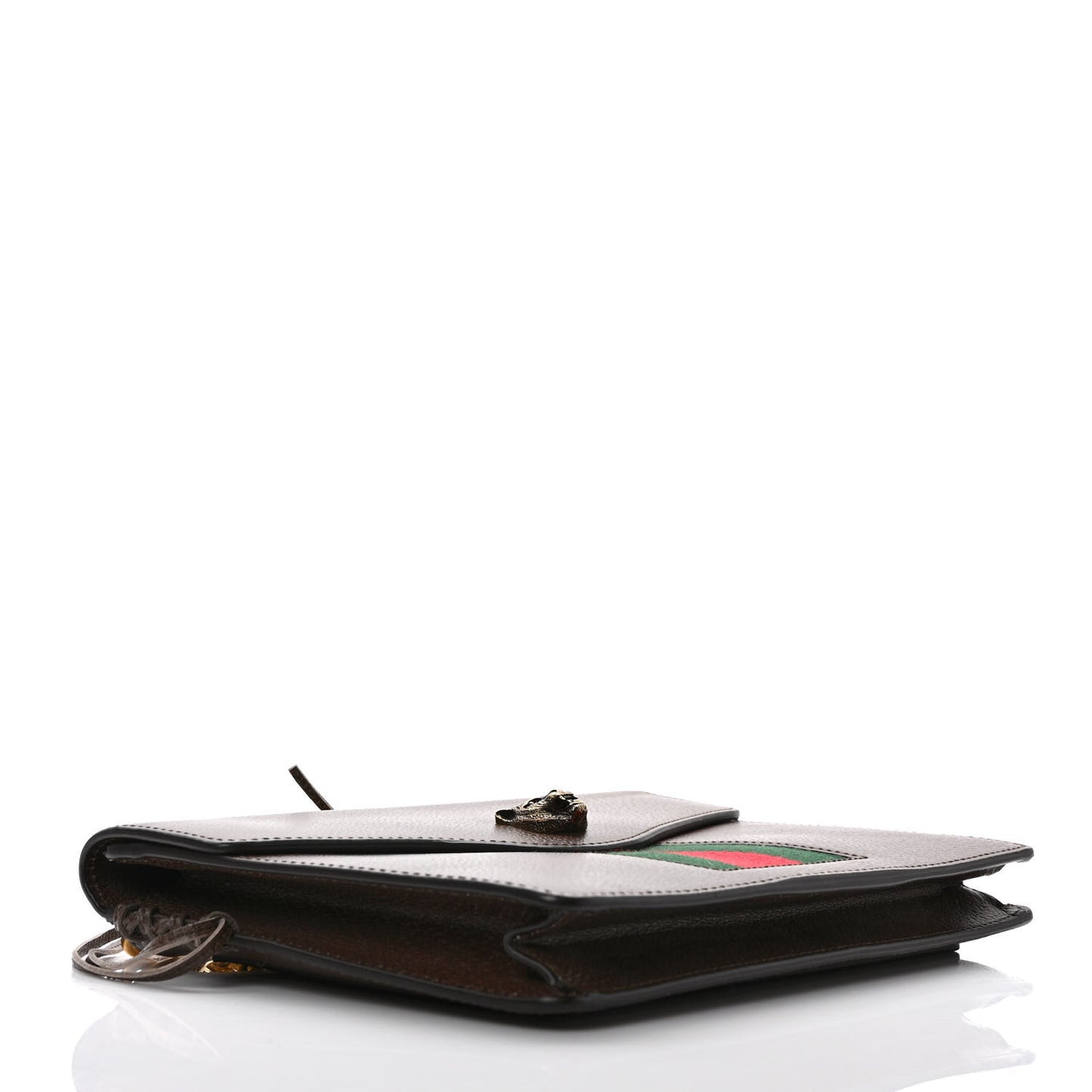 Grained Calfskin Web Animalier Shoulder Bag Brown