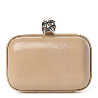 Alexander McQueen Patent Calfskin Skull Box Clutch Beige 1 of 14