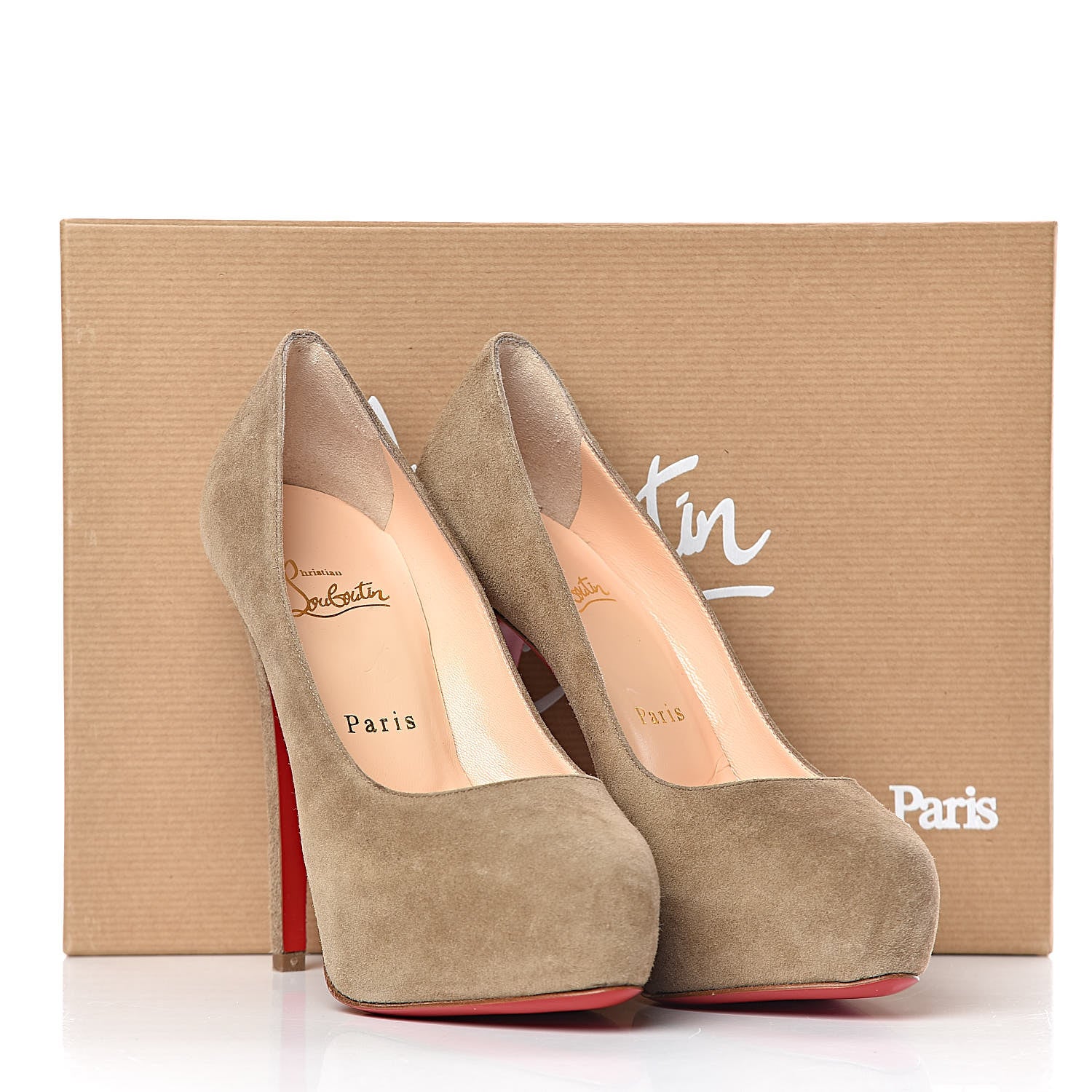 Christian Louboutin Veau Velours Miss Clichy 140 Pumps 35.5 Taupe Tirolo 11 of 11