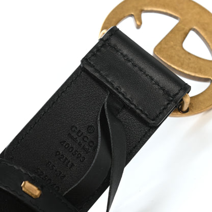 Gucci GG Supreme Monogram Matte Plutone Calfskin Double G 40mm Belt 85 34 Beige Ebony Black 3 of 4