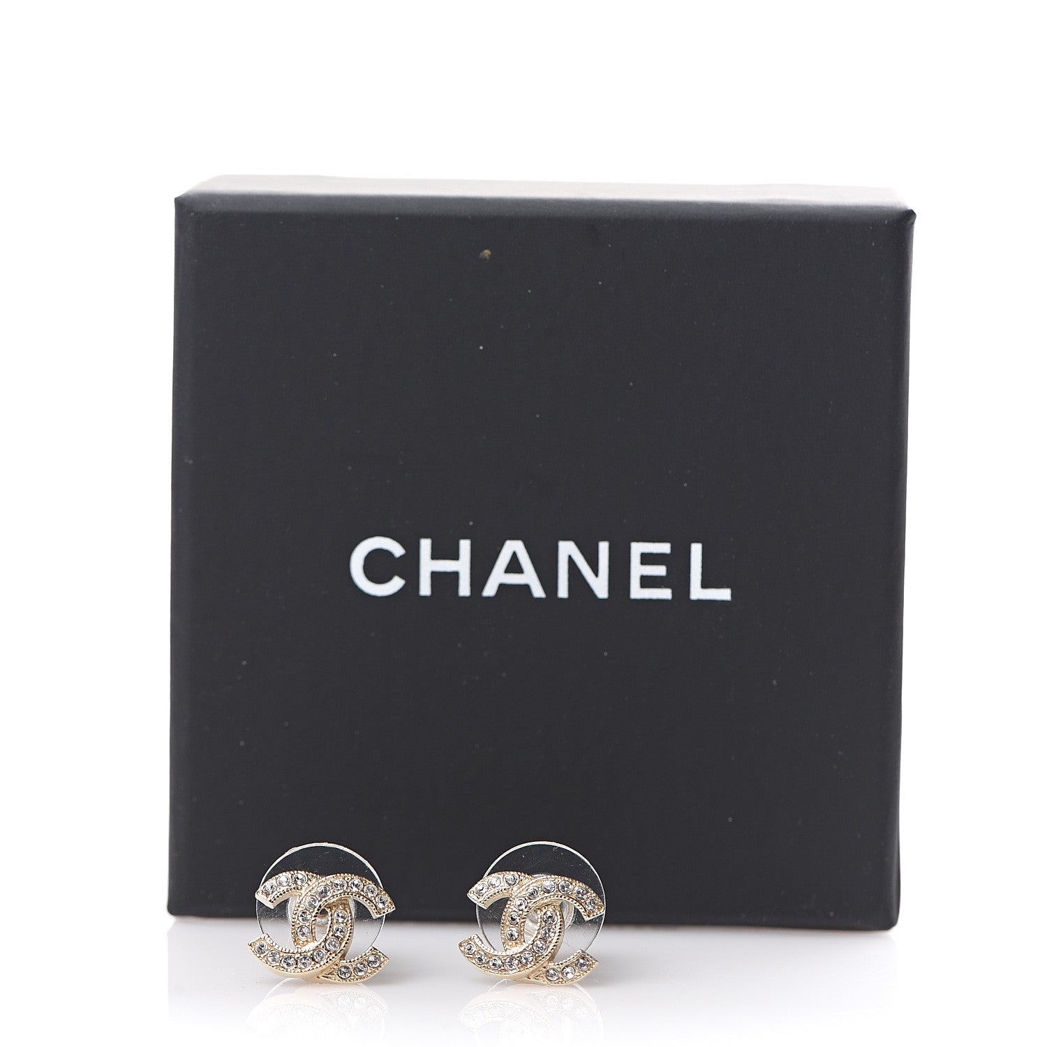 Chanel Crystal CC Earrings Light Gold 5 of 5