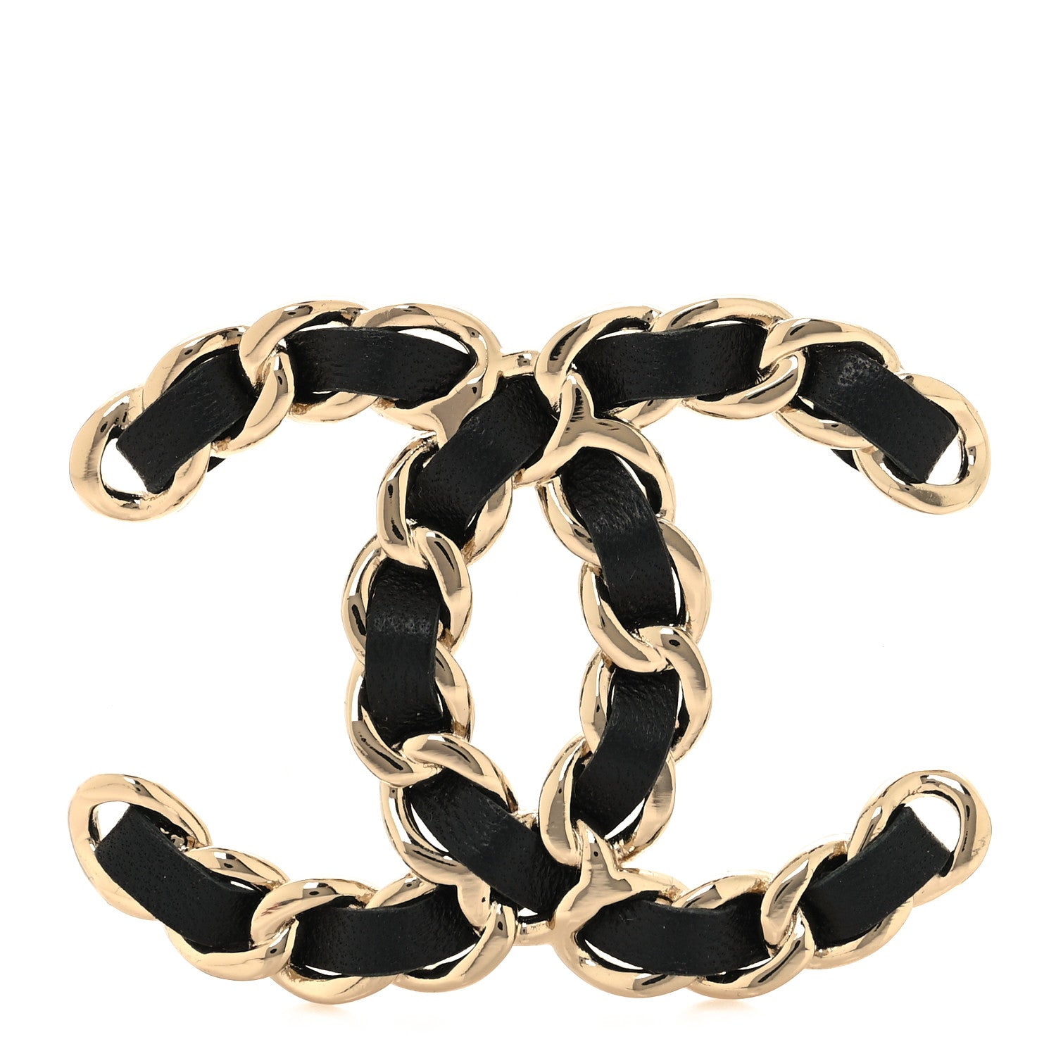 Chanel Lambskin Chain CC Brooch Black Gold 1 of 4
