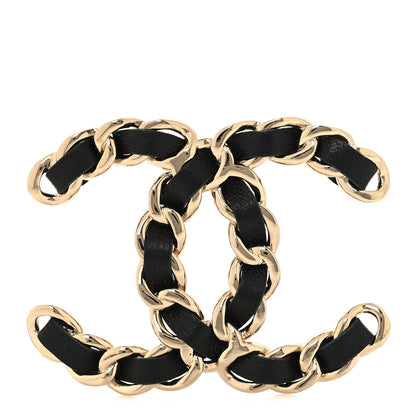 Chanel Lambskin Chain CC Brooch Black Gold 1 of 4