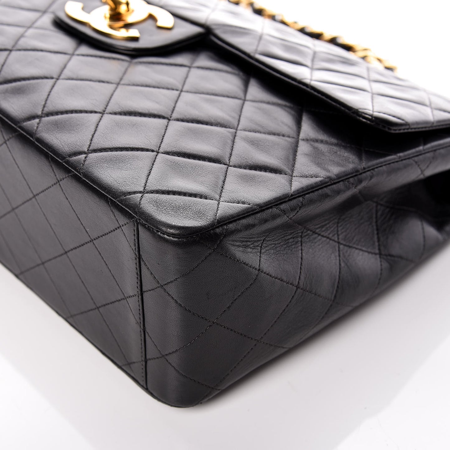 Lambskin Quilted XL Jumbo Single Flap Black