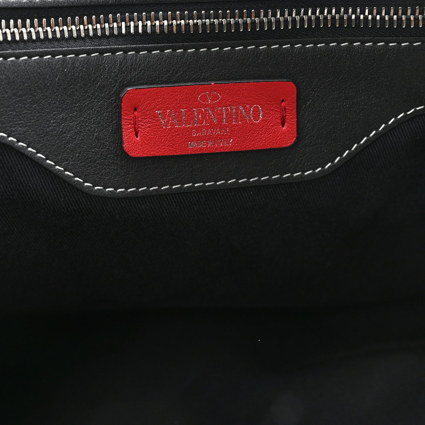 Canvas Calfskin Rockstud Large Tote  Black