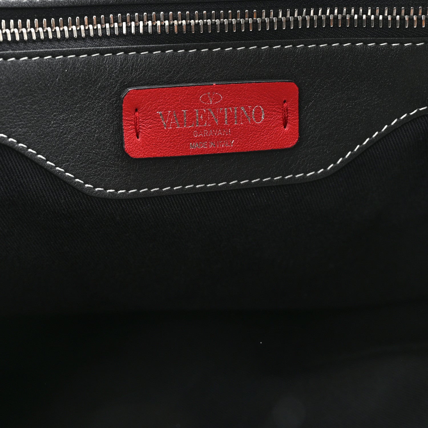 Valentino Garavani Canvas Calfskin Rockstud Large Tote  Black 6 of 10