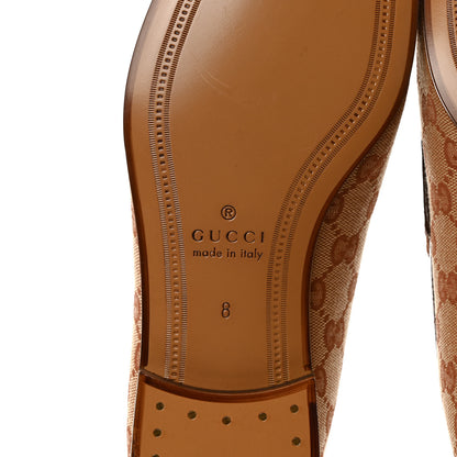 Gucci Canvas GG Monogram Horsebit Mens Jordaan Loafers 8 Beige Ruggine Light Brown 6 of 7