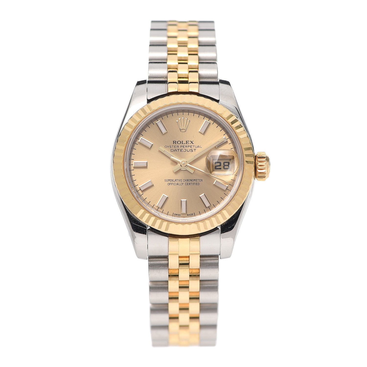 Rolex Stainless Steel 18K Yellow Gold 26mm Oyster Perpetual Datejust Watch Champagne 179173 1 of 5