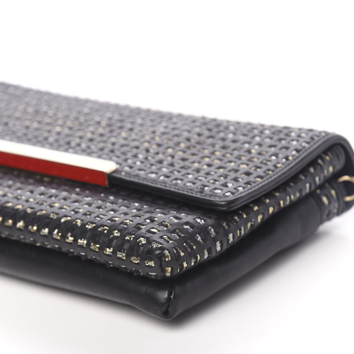 Optic Woven Calfskin Rougissime Clutch Black