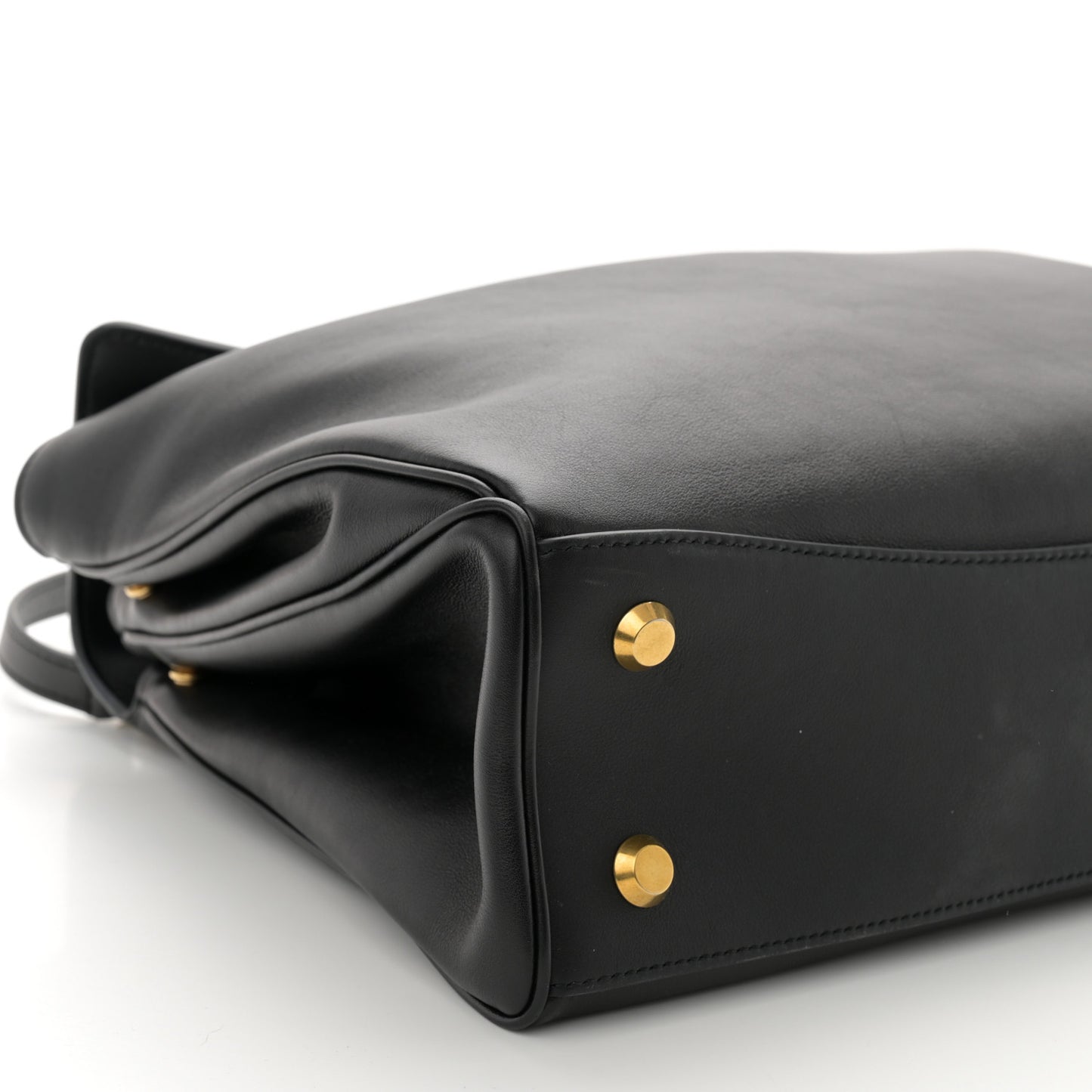 Natural Smooth Calfskin Medium Rodeo Top Handle Handbag Black