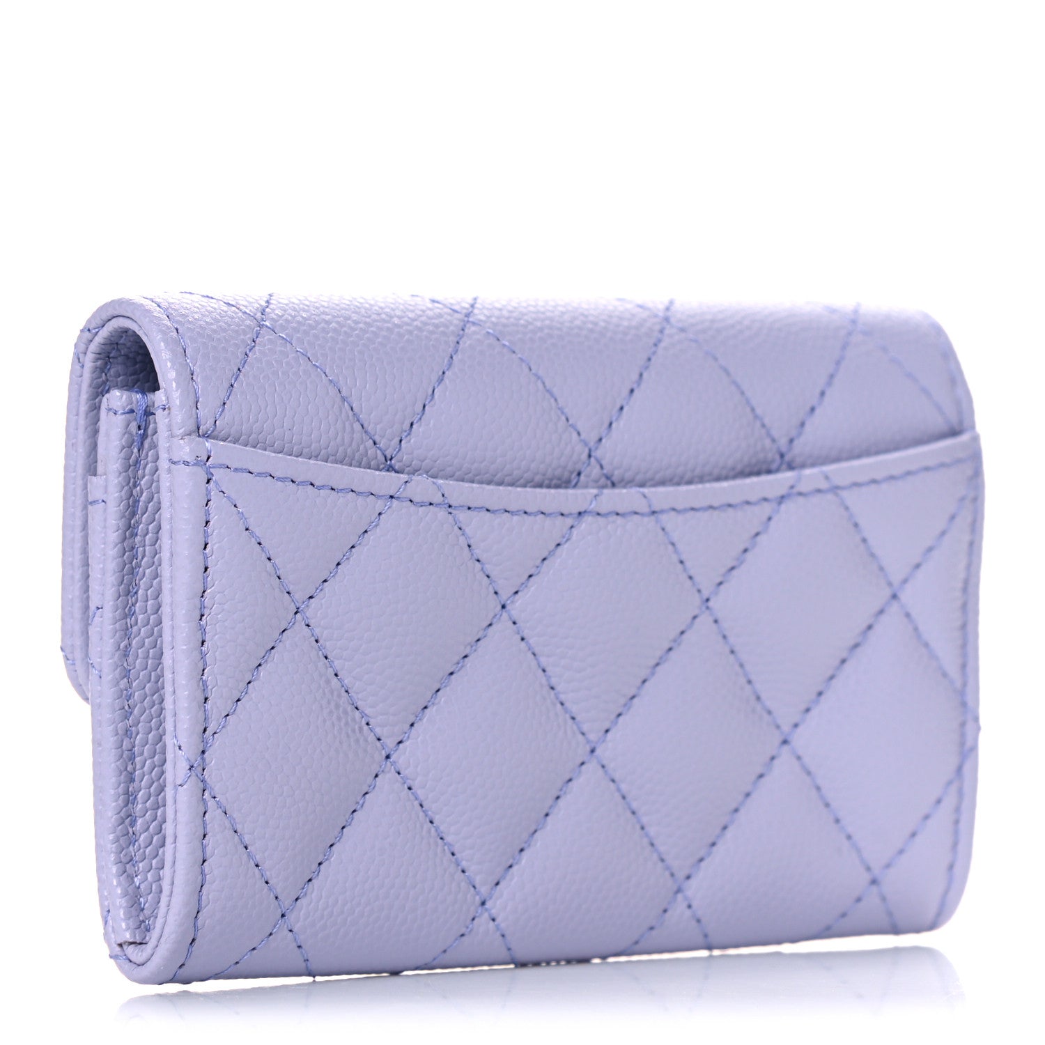 Chanel Caviar Quilted Flap Card Holder Wallet Light Purple 3 of 9