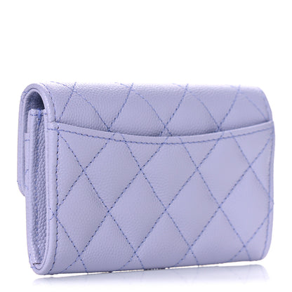 Chanel Caviar Quilted Flap Card Holder Wallet Light Purple 3 of 9
