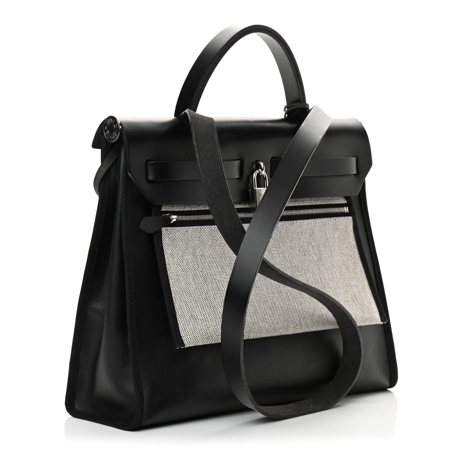 Hermes Toile H Berline Vache Hunter Herbag Zip PM 31 Black Ecru 4 of 13