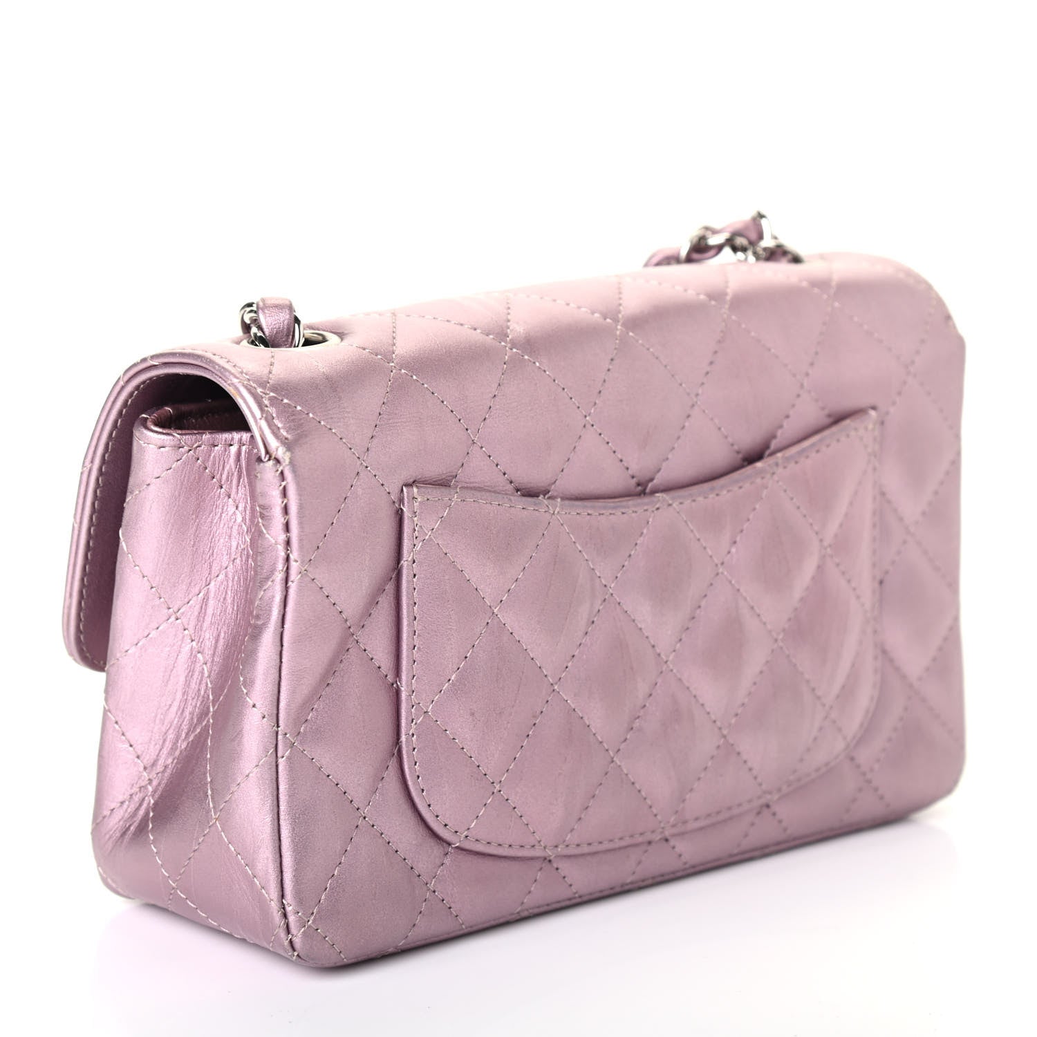 Chanel Metallic Calfskin Quilted Mini Rectangular Flap Pink 2 of 4