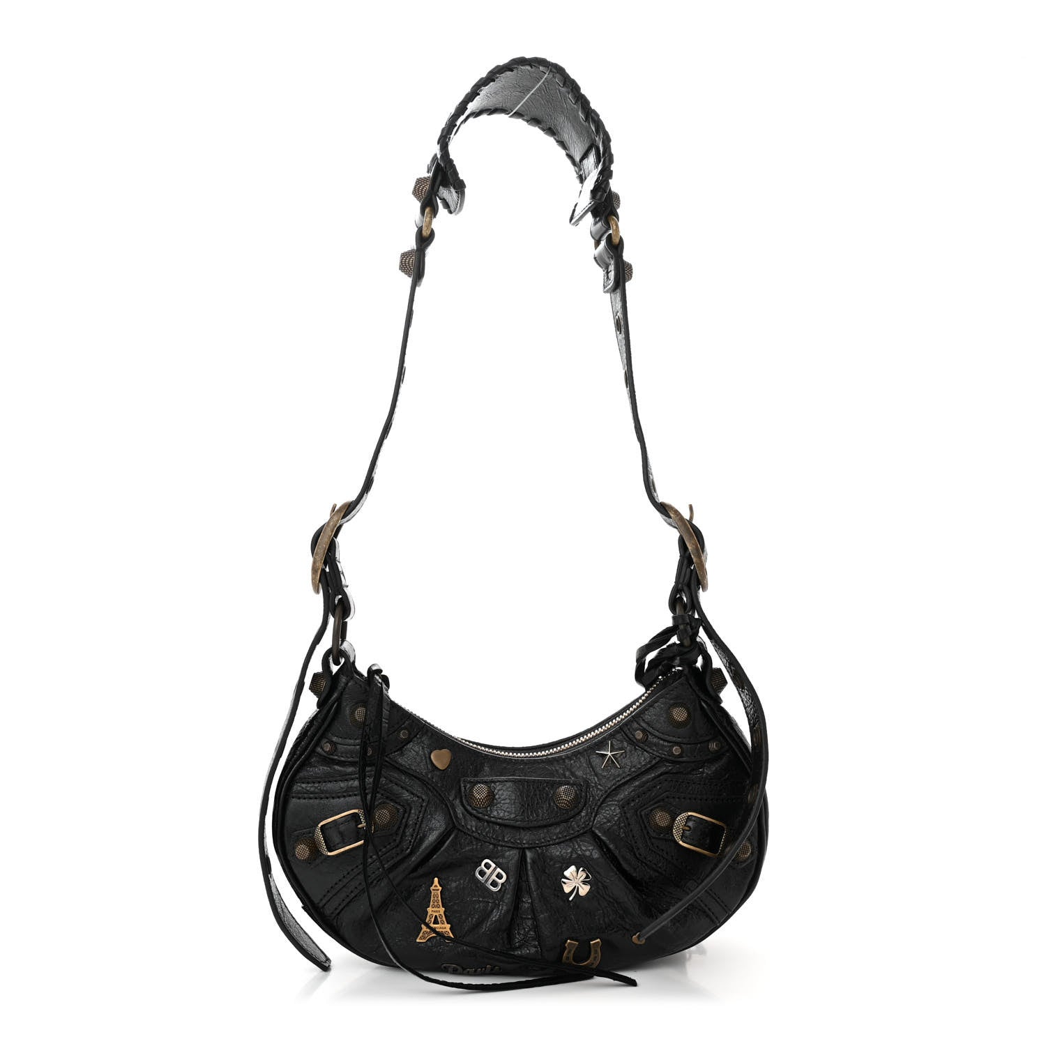 Balenciaga Agneau Arena Pin Embellished Le Cagole Shoulder Bag XS Black 1 of 13